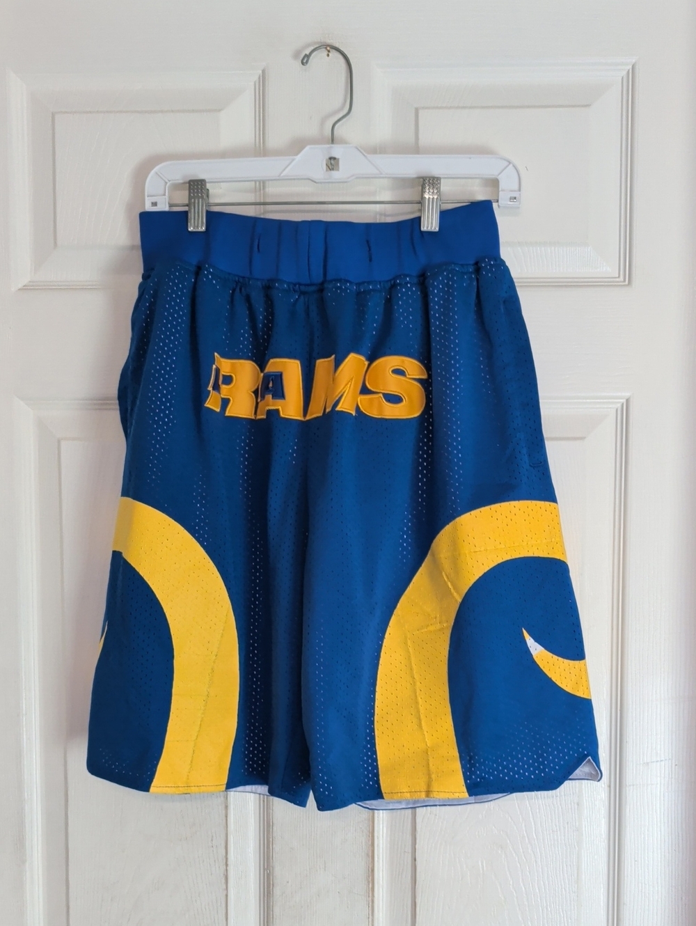 Just Don VTG Los Angeles Rams Mesh Basketball Shorts Blue Yellow Mens Large